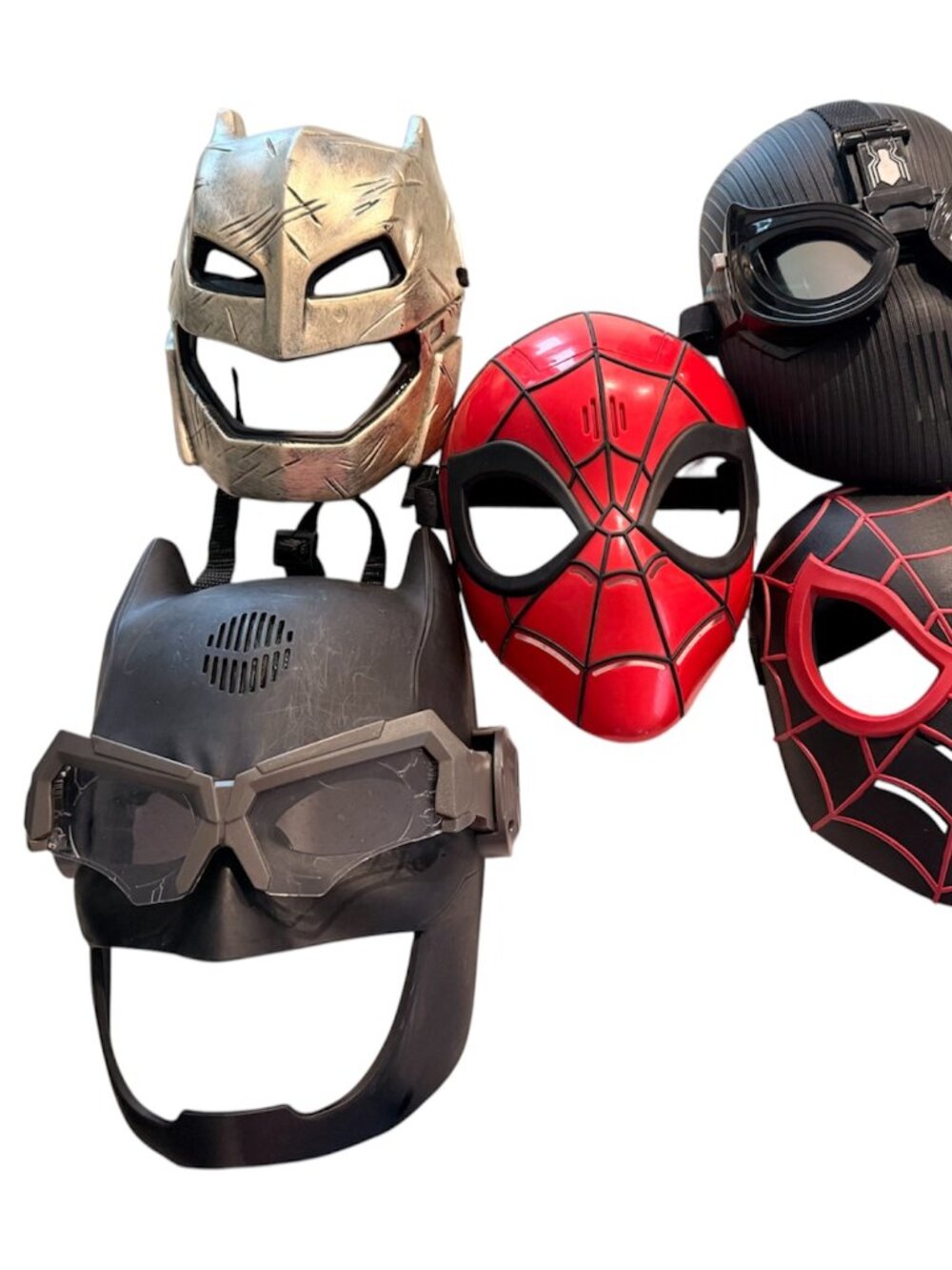 Superhero Mask Bundle – Batman & Spider-Man Style Costume Masks – Used